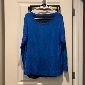 Swoosh Back Beautiful Blue Thin Sweater 1X